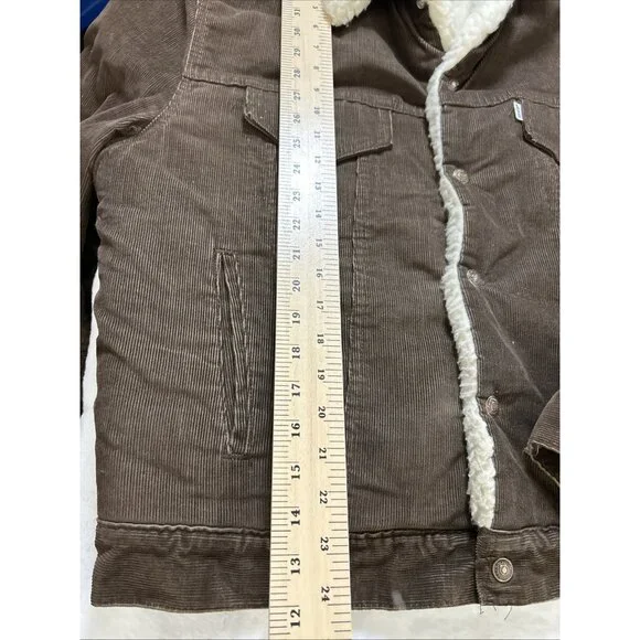 Vtg Levi's Corduroy Sherpa Lined Trucker Jacket Men's Sz 46 Made